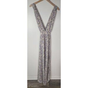 Lulus Women's Sz. M The Days Purple Floral Print Halter Maxi Dress NWT